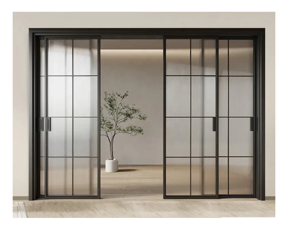 SJUMBO Modern Design Tempered Glass Living Room Large French Indoor Aluminum Sliding Door Heavy for Villa Apartment
