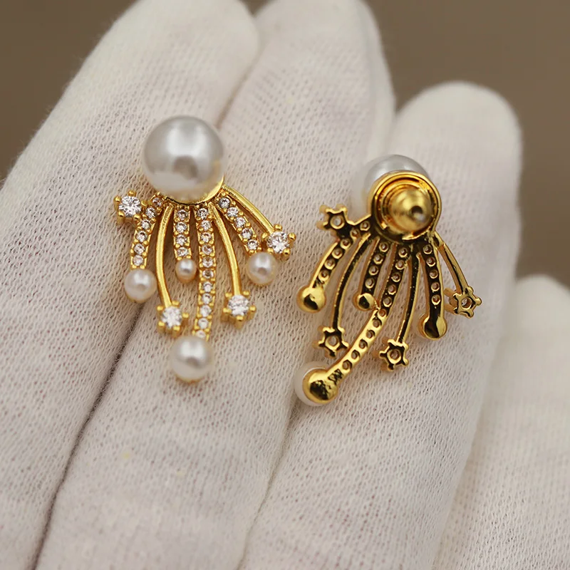 New Sight Design Unique Metal Zirconia Tassel Earrings for Women Fashion Brand Jewelry Pearl Beads Crystal Jellyfish Earrings