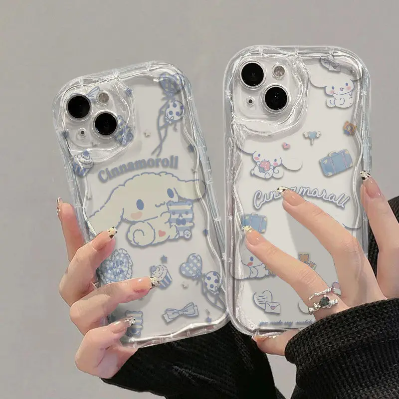 Sanrio Hello Kitty Cinnamoroll słodkie etui na telefon iPhone 15 14 13 12 11 Pro Max 7 8 Plus SE XR XS MAX Y2K Anti Fall Back Cover