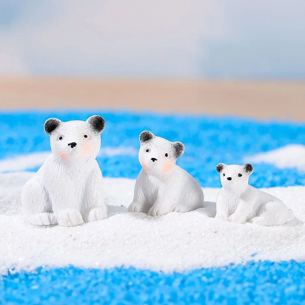 15 Pcs Zoo Animal Figurine Mini Figure Toy Resin Polar Bear Baby Halloween Miniatures Ornament