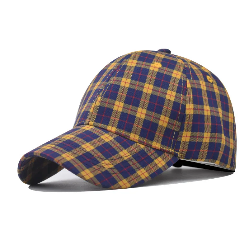 Red Plaid Men\'s Baseball Cap Summer New Adjustable Ladies Peaked Caps Spring and Autumn Street Shooting Outdoor Sunshade Hat