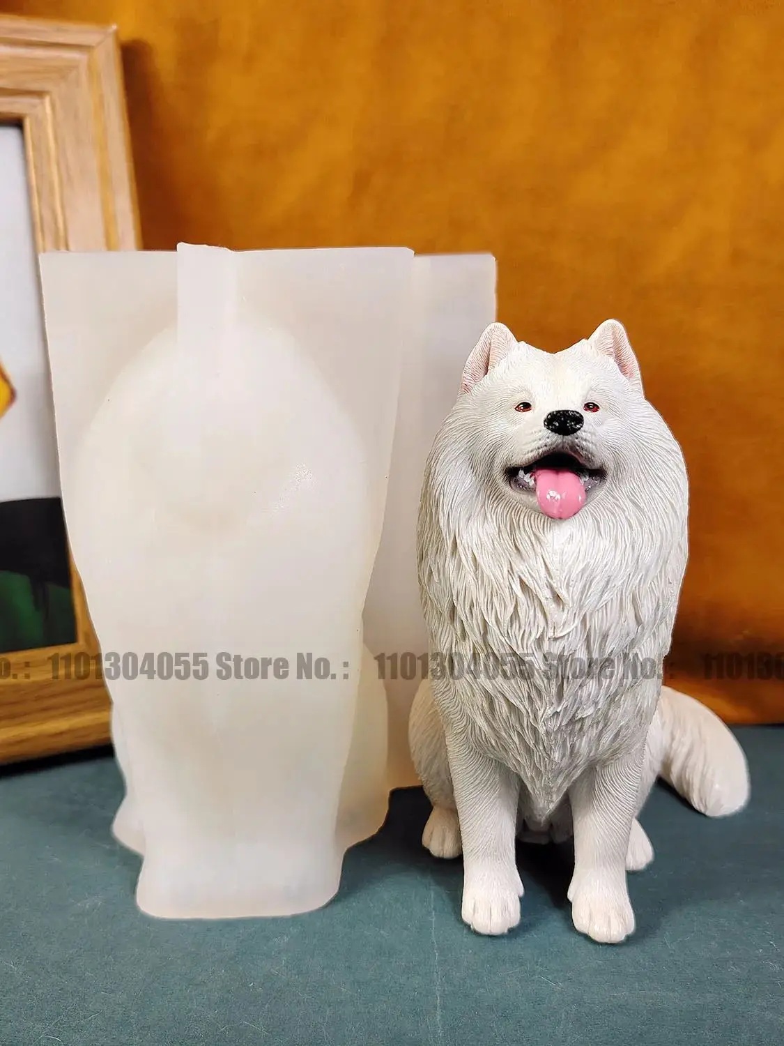 Forma silikonowa 3D realistyczny pies Samojed do samodzielnego wykonania, żywica, gips, cement, odlew, figurka zwierzęca, świeca, dekoracja domu, prezenty — zdjęcie 2