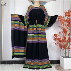 2024 New Dubai Fashion Summer Lady Party Dresse With Big Scarf Cotton Loose Femme Islam Short Sleeve Maxi African Casual Abaya