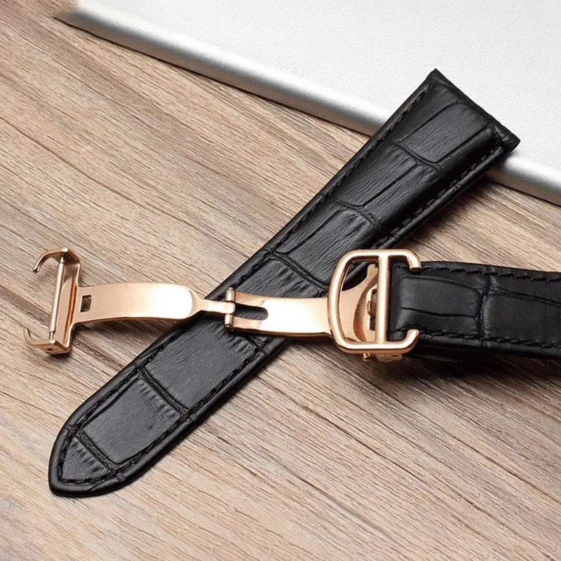 20mm 22mm 23mm pulseira de couro genuíno substituição para cartier tank solo masculino feminino pulseira azul vermelho rosa pulseira cinto