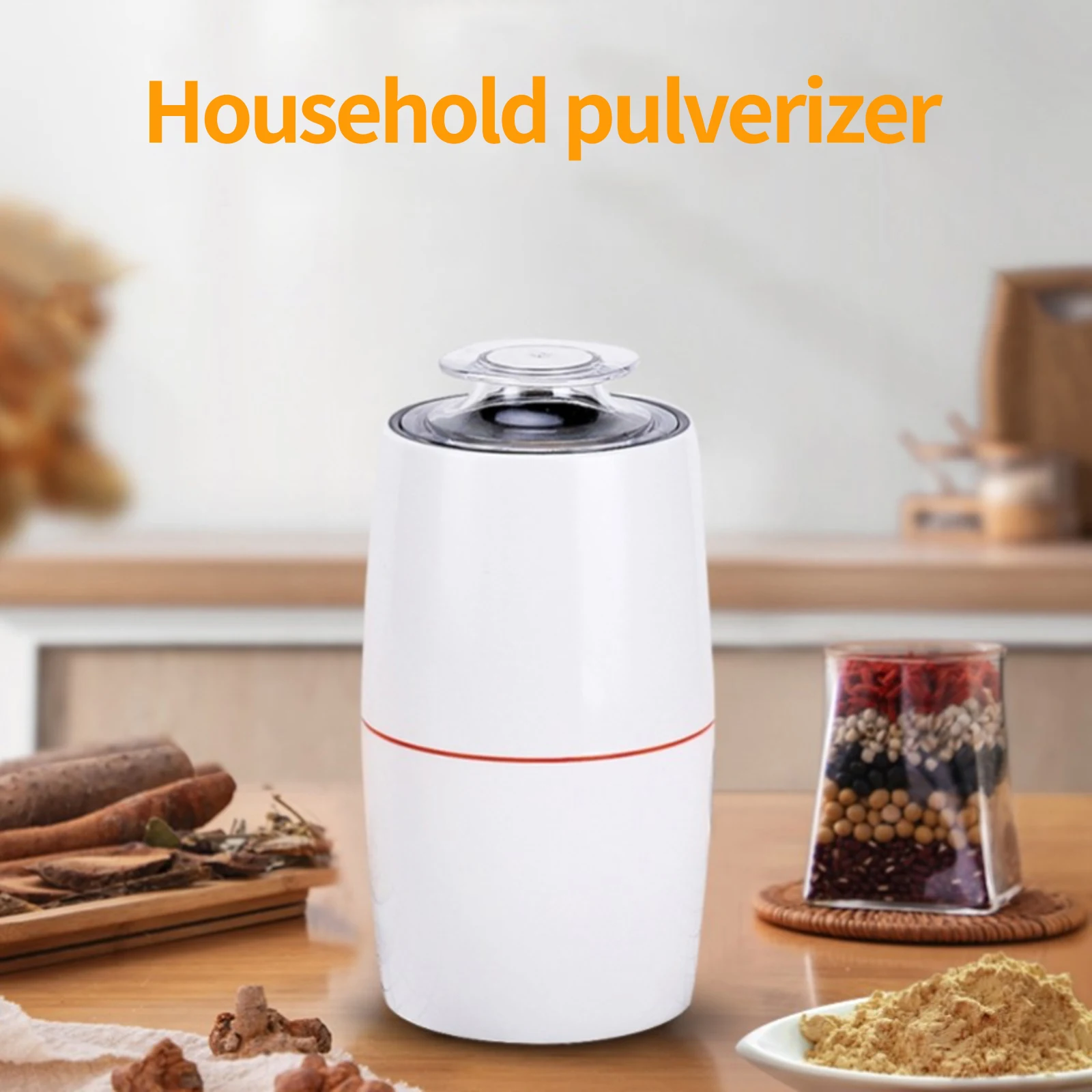 

Mini Spice Mill Grinder 200W 13000rpm Superfine Electric Grain Nut Coffee Bean Grinder Cereals Herb Grinder Machine EUPlug White