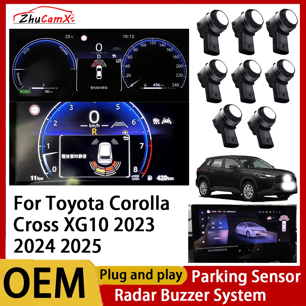 ZhuCamX Front Rear Parking Sensor Assistance Backup Radar Buzzer System for Toyota Corolla Cross XG10 2023 2024 2025
