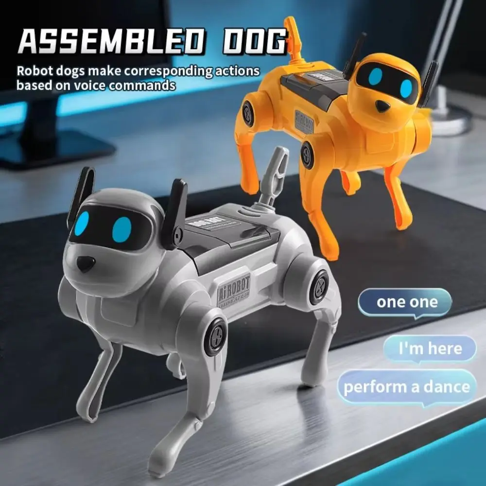 Cão Robô Elétrico com Controle por Voz, Função de Caminhada, Interativo por Toque, Modelo Montável, Canta e Dança
