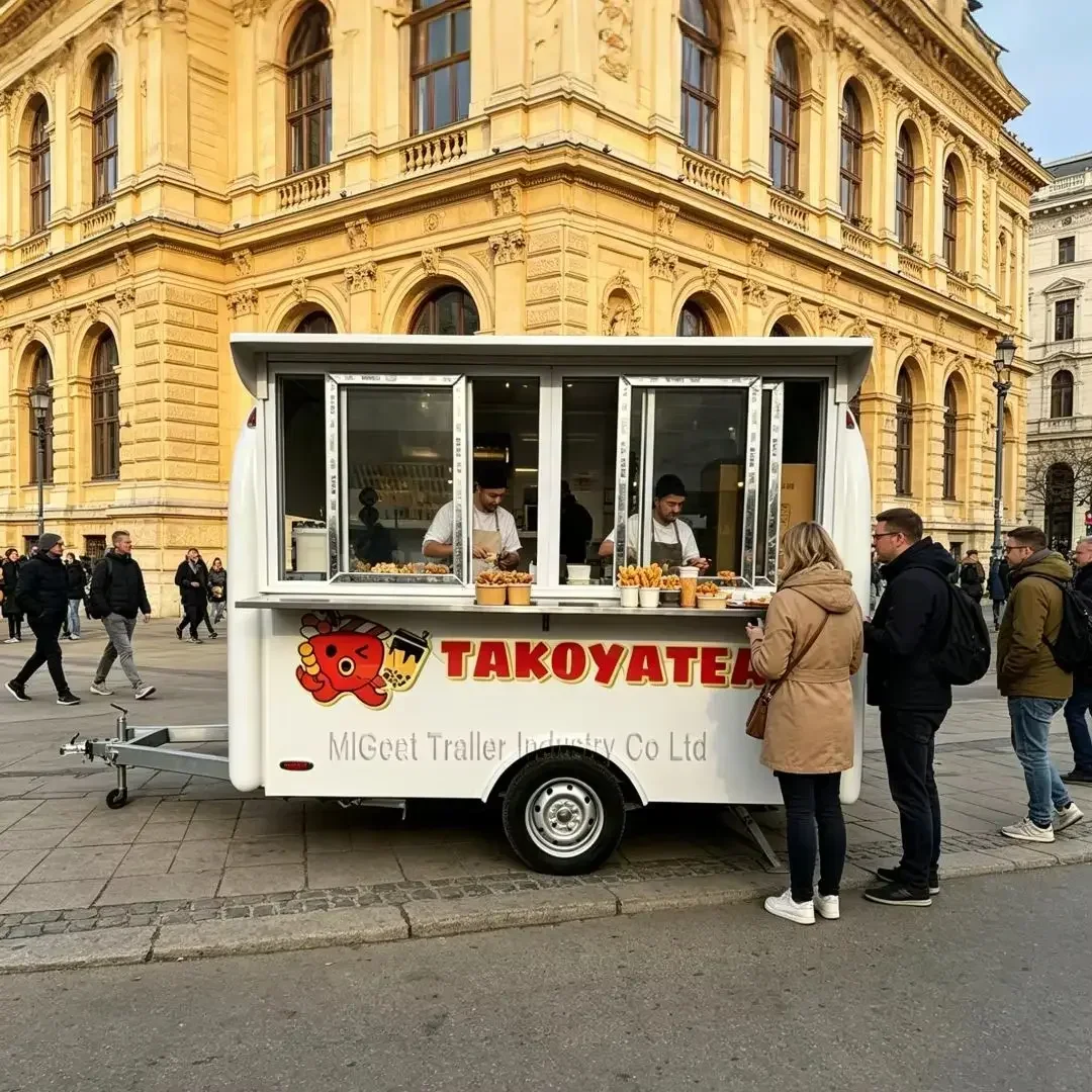 Customizable White Compact Single-Axle Food Trailer Commercial Mobile Kiosk for Cafe Pop-up Food Fair & Short-Term Event Rental