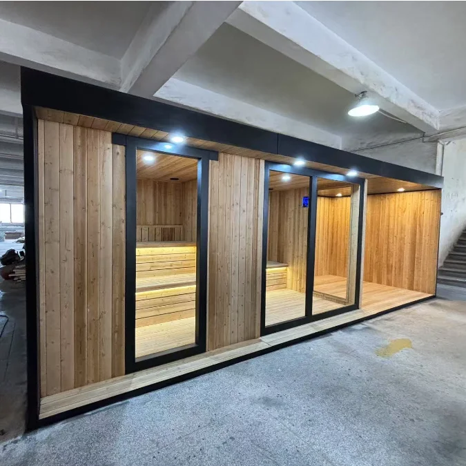 2025 Modern Luxury Cedar Solid Wood 4-8 Person Spa Tubs & Sauna Rooms with Electric Hot Tub for Villas