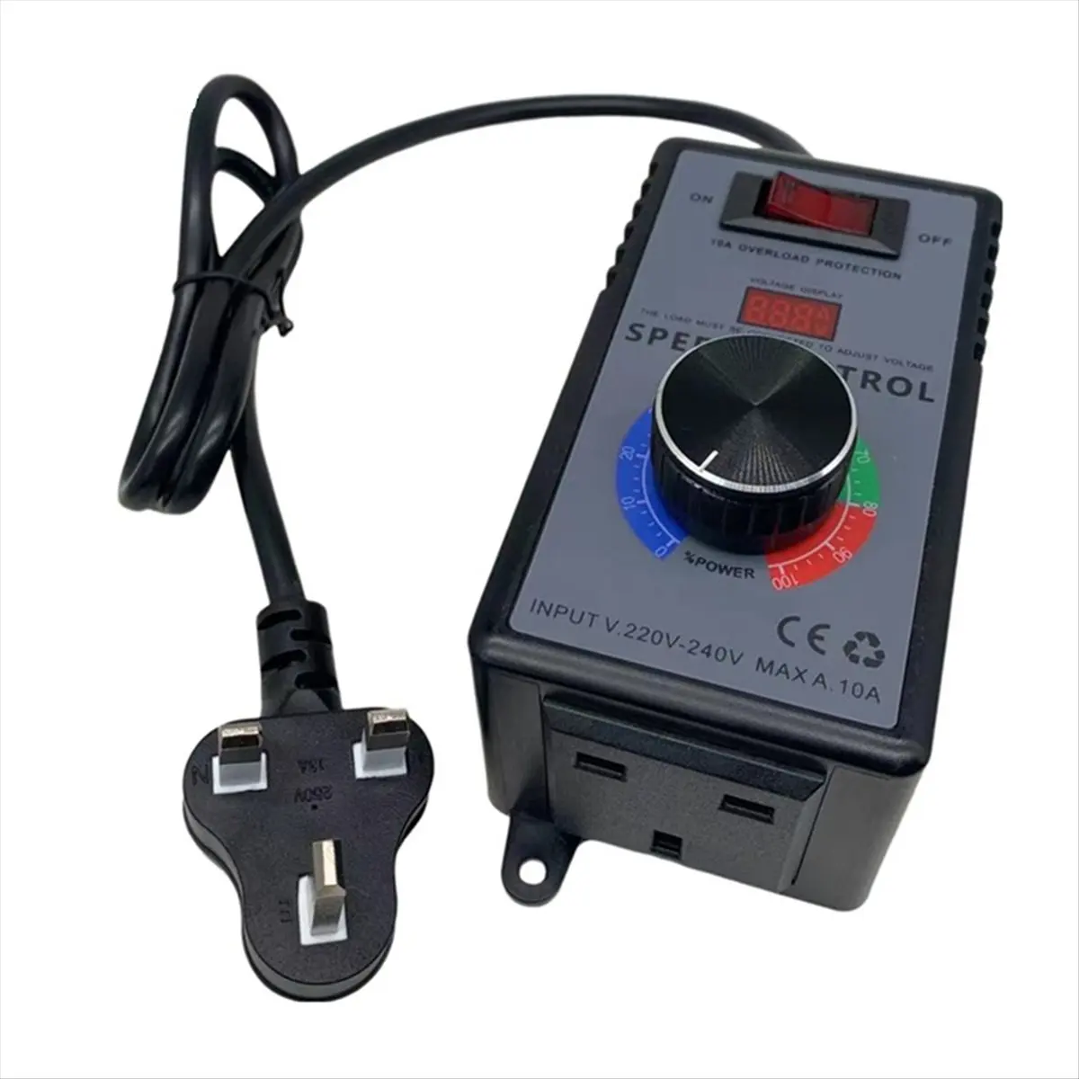 【Abrasives】 Electronic voltage regulator 220VAC Motor Speed Controller LED Temperature and Light Regulation,UK plug
