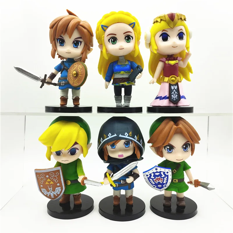 Un set de 6 figuras de acción de PVC de Link de la legendaria saga The Legend of Zelda, de 10 cm.