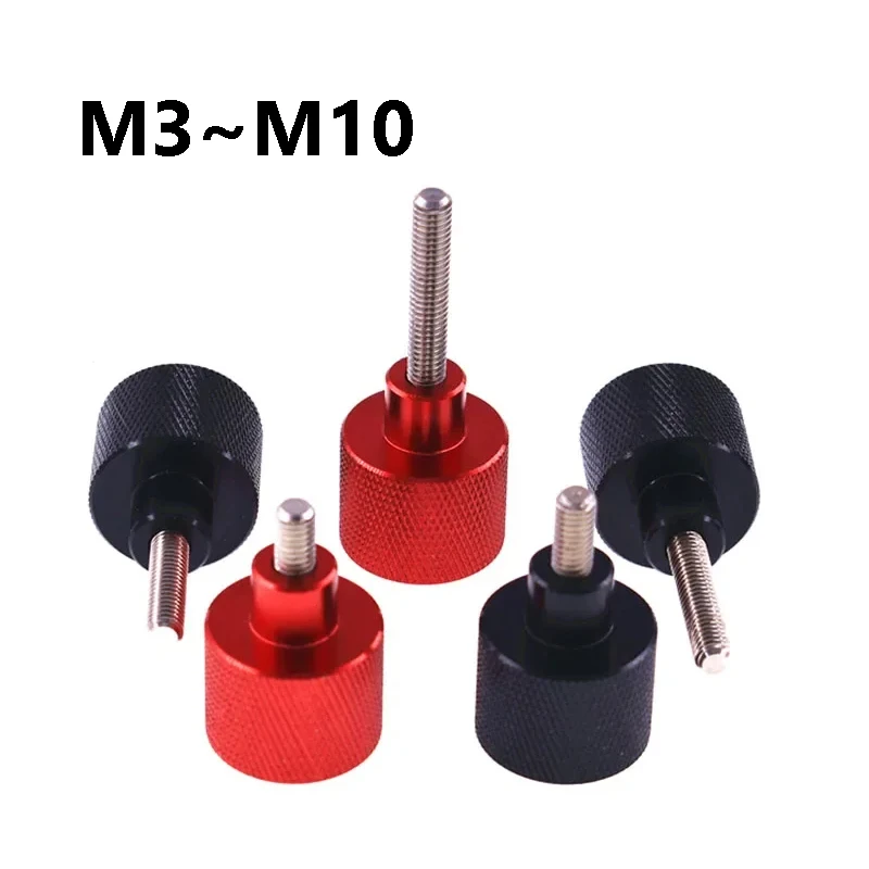 Yiqianyuan 3pcs Aluminum Thumb Screws M3 M4 M5 M6 M8 M10 Aluminium Alloy + Stainless Steel Red/ Black Handle Step Screw