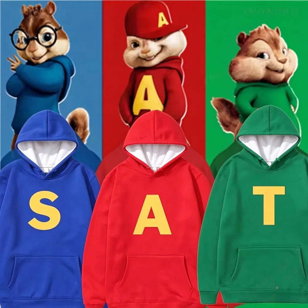 Alvin and Chipmunk Squeakquel's Pullover Hoodie for Women and Men  Loose and Comfortable Autumn  Cute Cartoon Hoodie for Couples