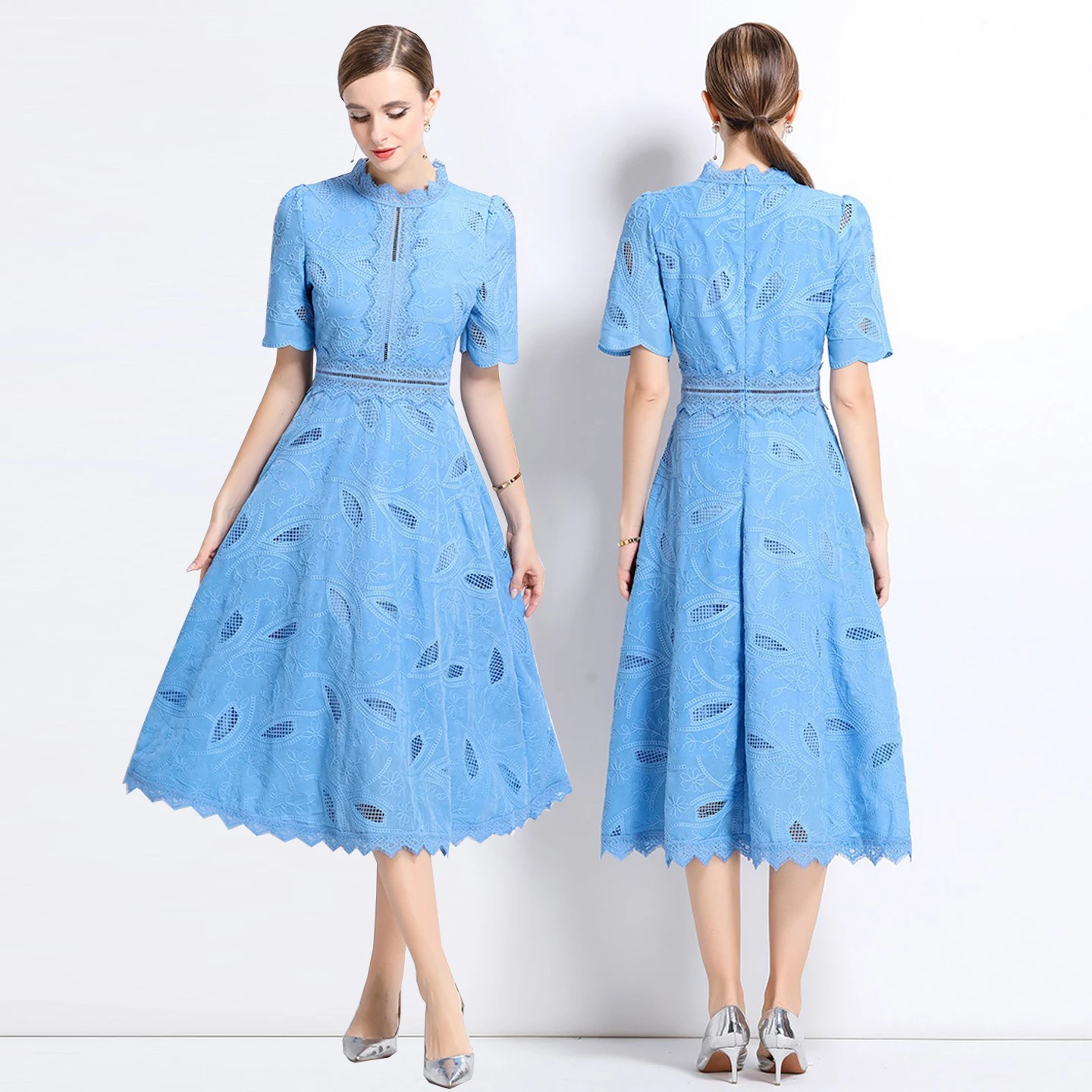 

Юбка миди из хлопка с вышивкой Ele Briti Sle, с расклешенным подолом, большие размеры, винтажный стиль для женщин