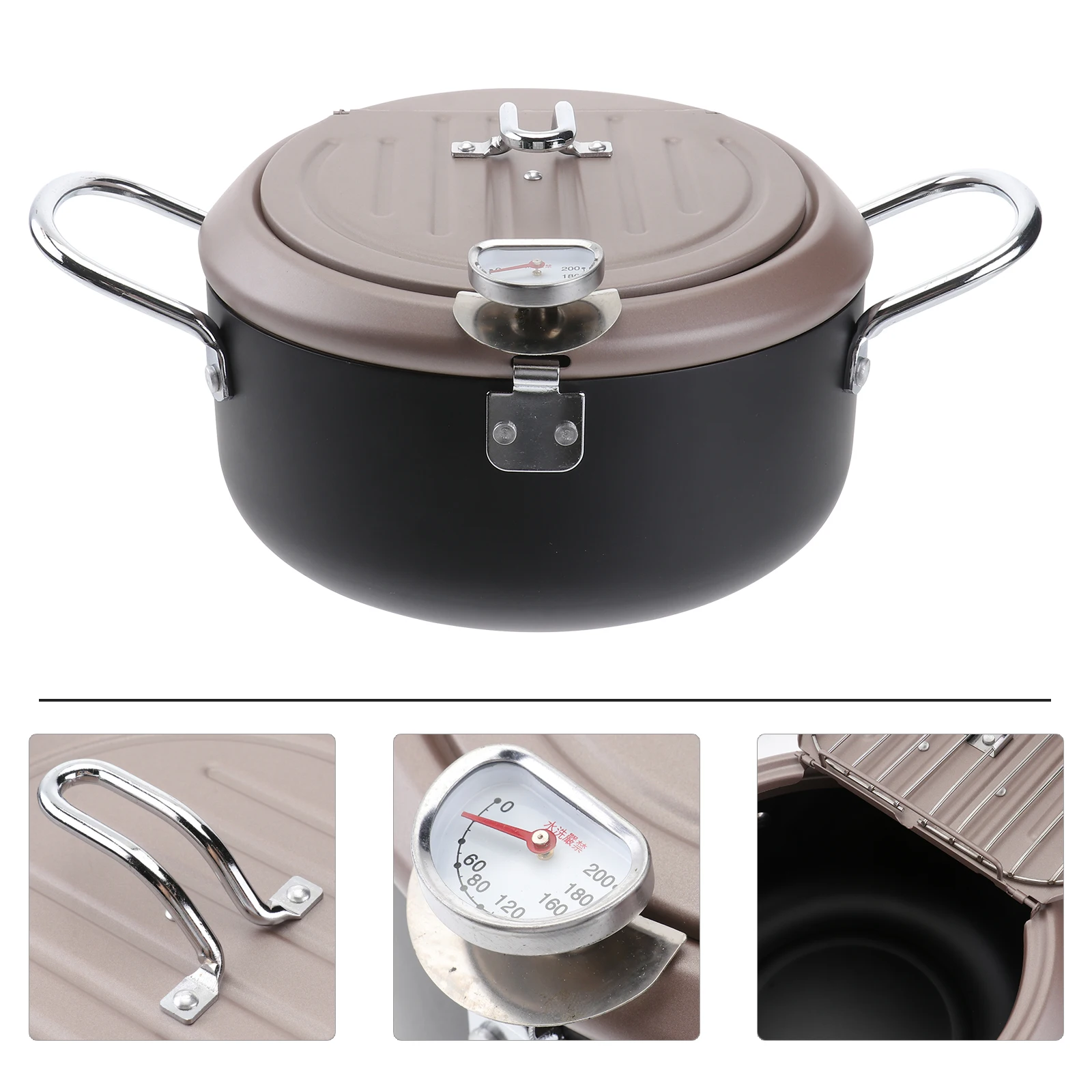 

Жаропрочная сковорода-фритюрница в японском стиле, 20 см, с термометром, для жарки курицы, с крышкой и фильтром для масла, кухонные принадлежности