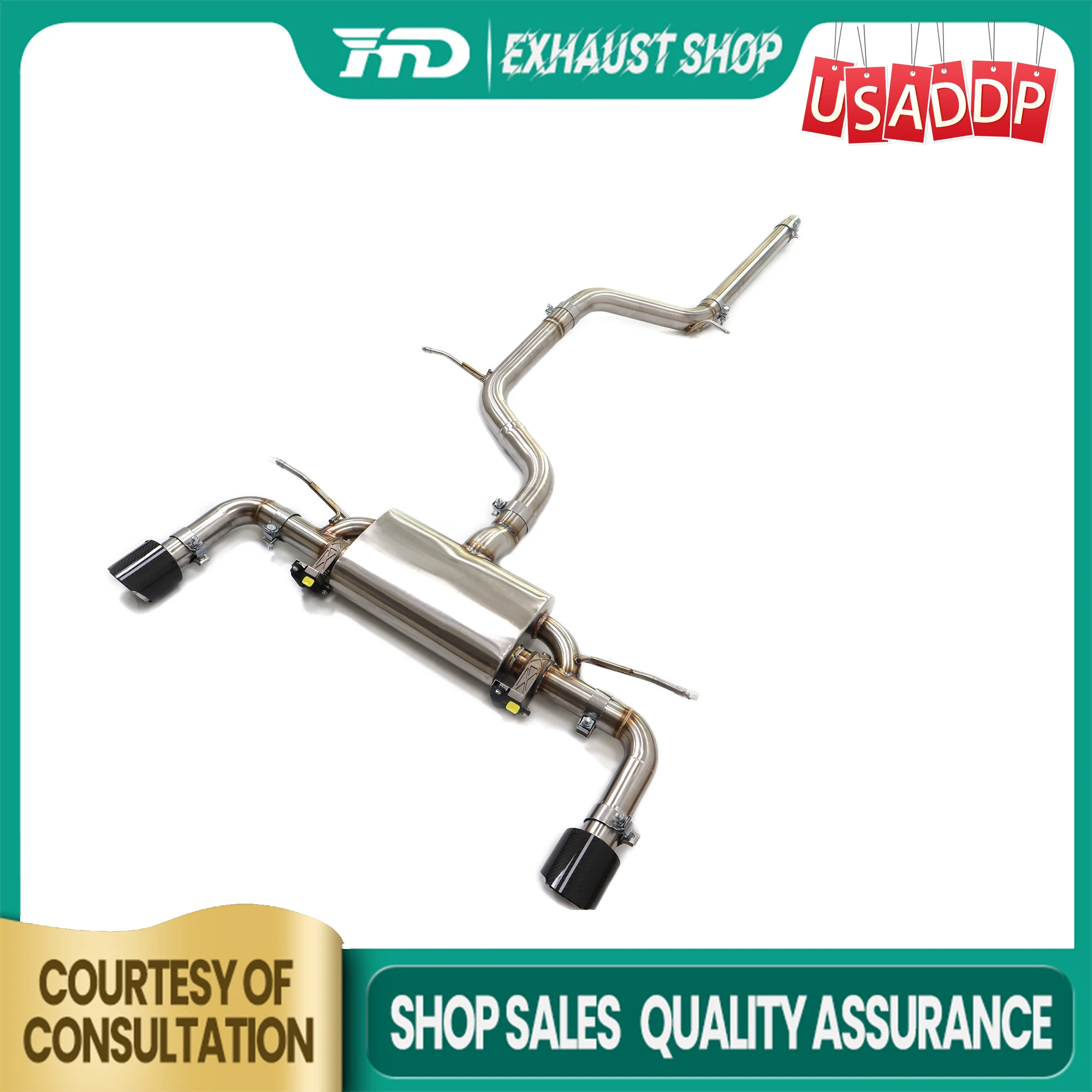 Выхлопная система HMD для Volkswagen Golf MK8 1.5T Электронные клапаны из нержавеющей стали Отличные звуки Глушитель Catback Советы