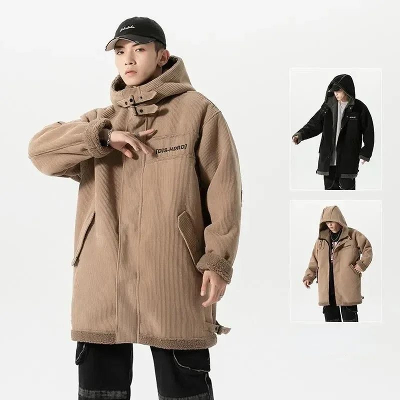 

Men's Jacket Parkas Men's Winter Jackets Men's Cold Jacket Corduroy Plush and Thicken Increasing Fertilizer Loose