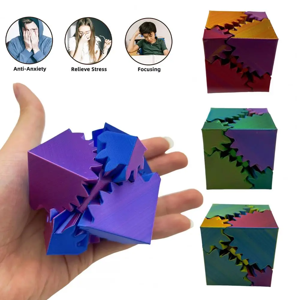 Gear Toy Portable 3d Printed Gear Cube Toy for Stress Relief Anxiety Travel-friendly Fidget Toy for Kids Teens Adults Compact