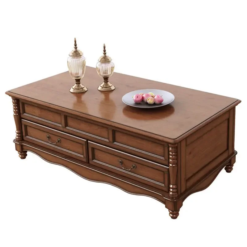 

American solid wood coffee table, TV cabinet, simple and multi functional lifting tea table