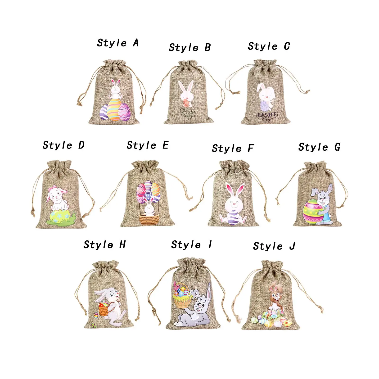 Easter Bunny Party Bag Drawstring Pocket for Candy Treats Kids Gift Storage