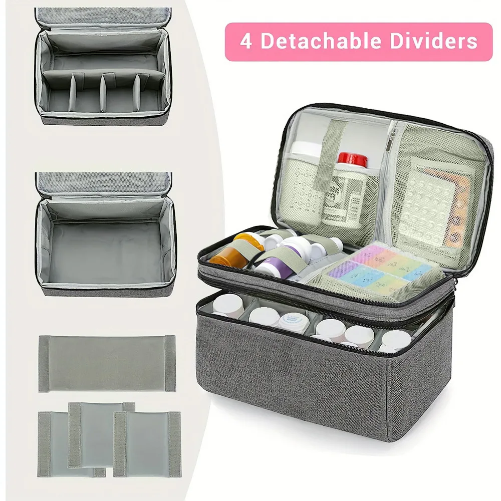 Medicine Organizer Storage Bag Empty Family First Aid Box Pill Bottle Organizer Bag for Emergency Medication Medical Kits