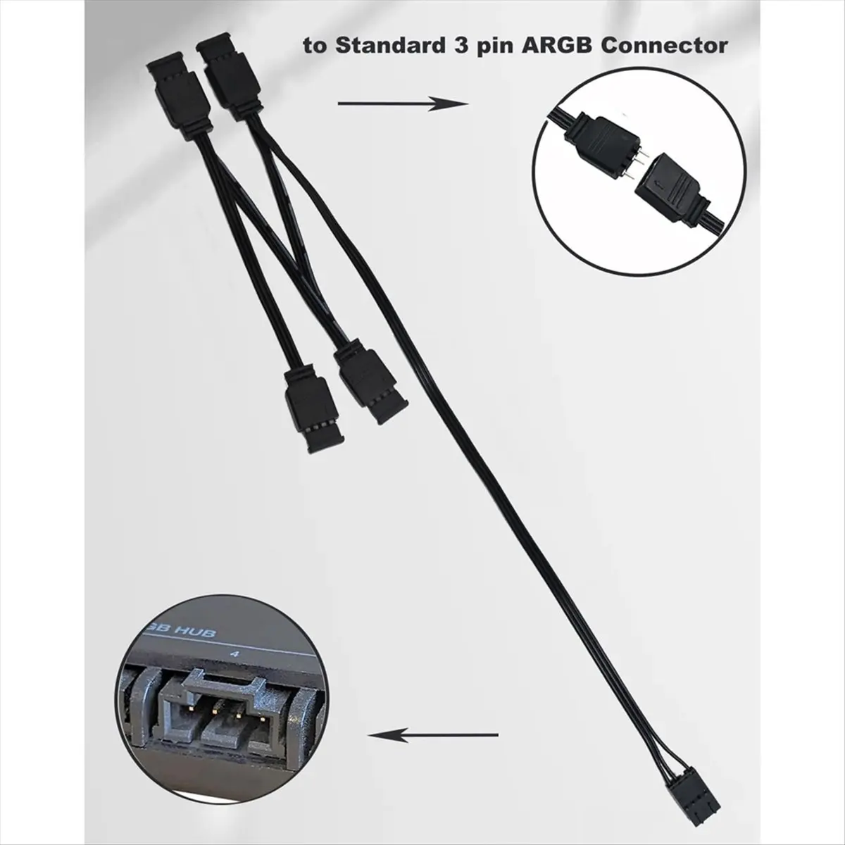 1 to 4 ARGB Splitter Extension Cable Connect to 5V 3-Pin ARGB for Commander Core and ICUE Commander CORE XT-A25R