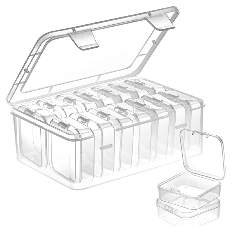 15Pieces Small Clear PP Beads Storage Container And Organizer Transparent Boxes With Hinged Lid For Jewelry Easy To Use