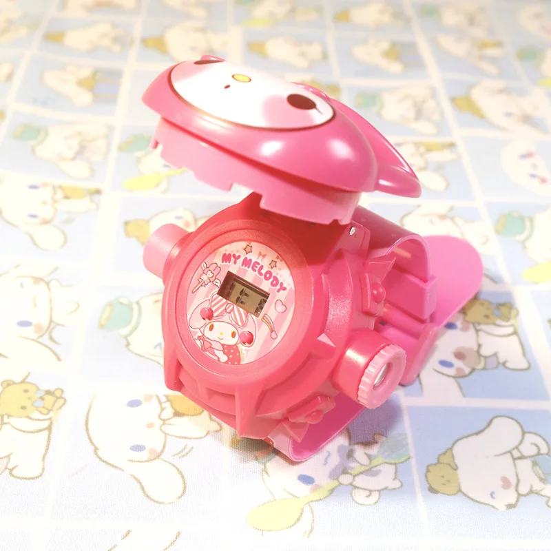 Sanrio Kawaii 3D Projection Digital Watch Cinnamoroll Kuromi Melody Anime Cartoon Led Silica Watchband Kids Fashion Gift