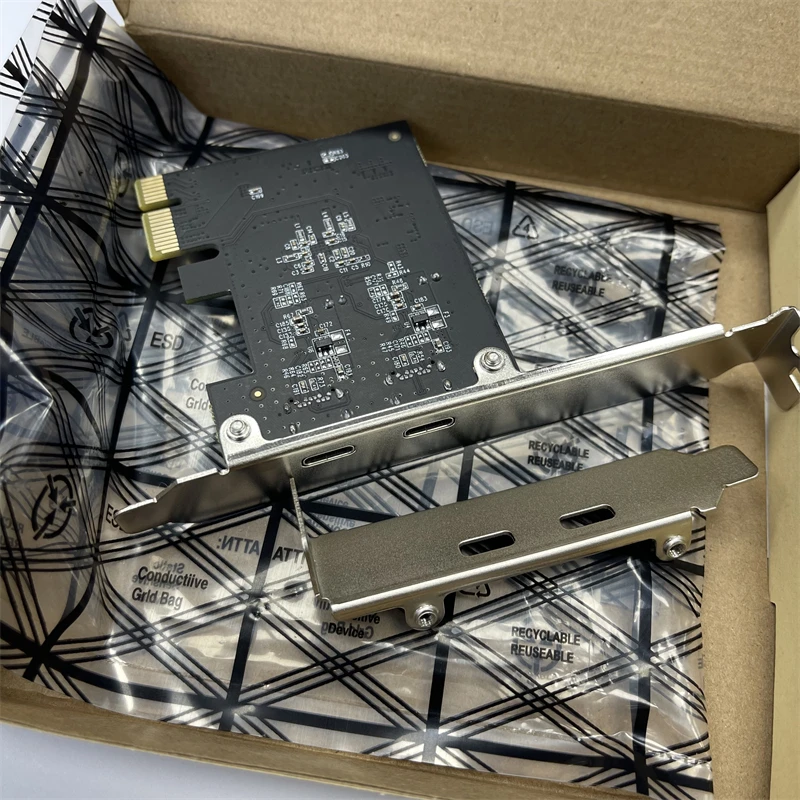 Tarjeta PCIE USB C adicional PCI Express X1 a 2 puertos tipo C 5Gbps USB3.2 GEN1 tarjeta de expansión USB-C Hub adaptador controlador para escritorio