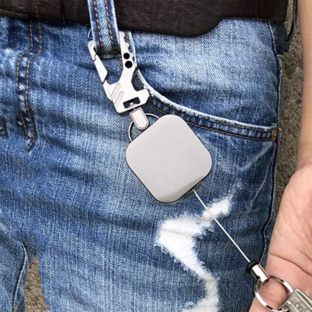 Leading-Office Lanyard Clip Keychain Name Tag Holder Keyring Id Card Key Ring Cord Reel Retract Pull Key Recoil Badge