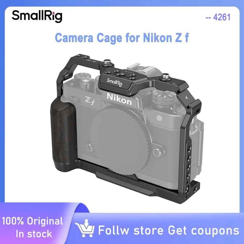 

SmallRig Camera Cage for Nikon Z f Wooden Grip Built-in Quick-Release Plate for Arca for Quickly Switch on Gimbal/Tripods -4261