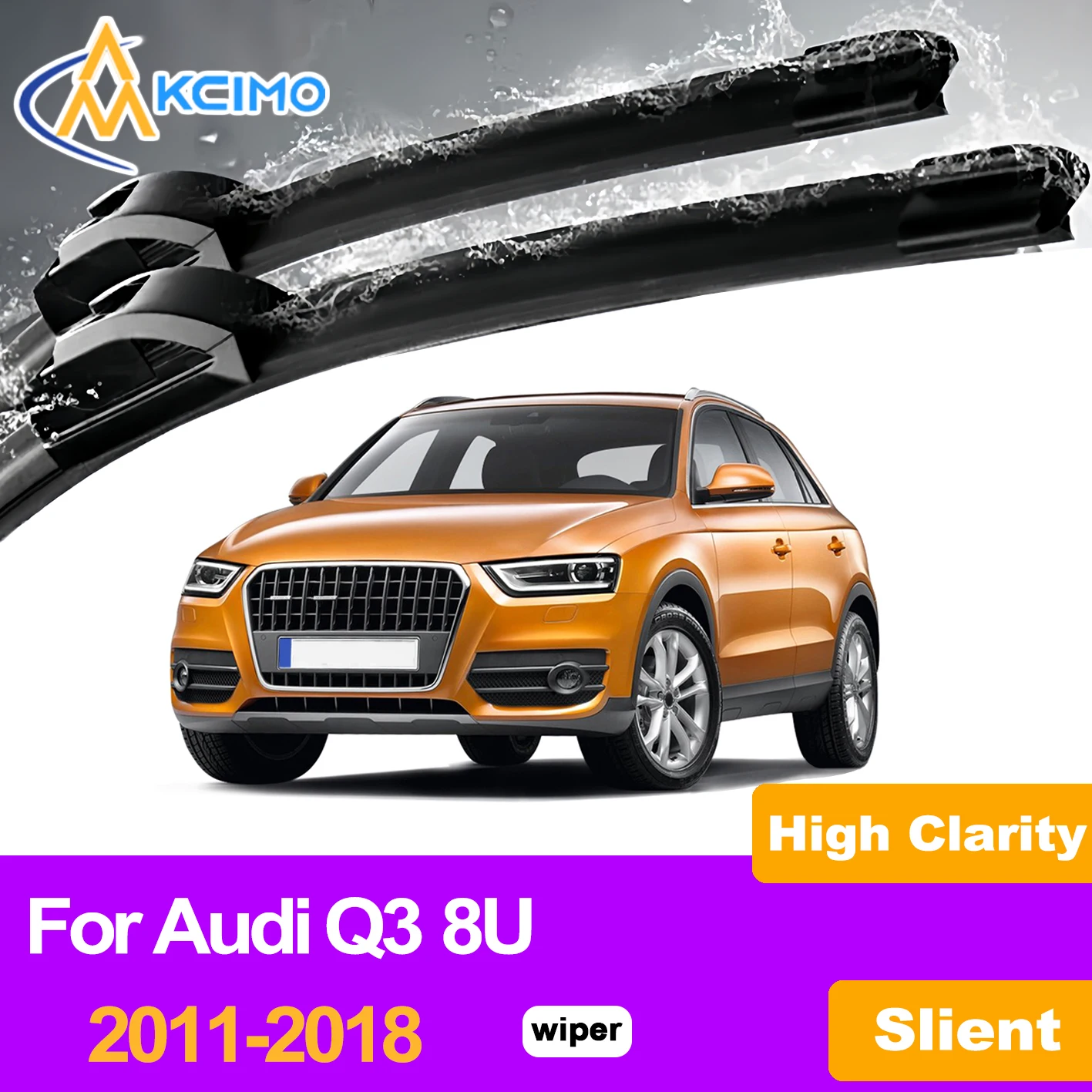 

KCIMO 2PCS Front Windshield Wiper Blades For Audi Q3 8U 2011-2018, Car Accessories Advanced All Weather Performanc