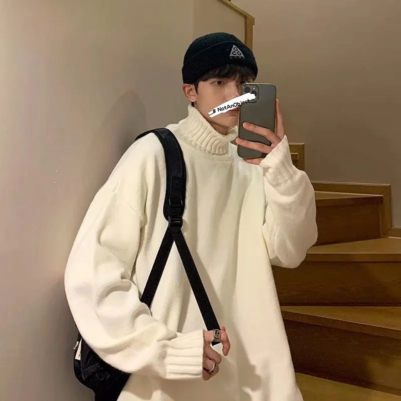 

Свободный крой, шерстяной свитер с высоким воротником для мужчин, осень-зима, большой размер, молодежная база, верхняя одежда Irt Jaet