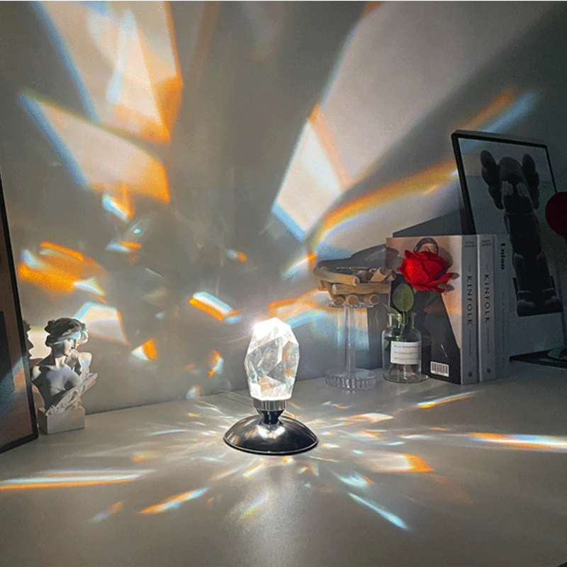 Lampada da tavolo con diamanti in cristallo 16 colori che cambiano lampada da Bar USB luce notturna a distanza atmosfera romantica luce da comodino per la decorazione domestica