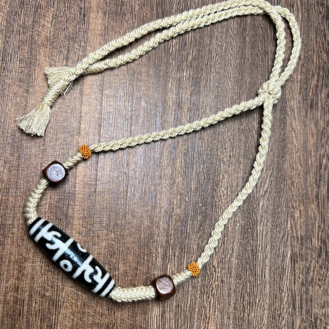 14*50mm Tibetan Buddhism Lotus Master Dzi Bead Pendant Necklace Men Women Healing Gemstone Fine Jewelry Lucky Charms Amulets