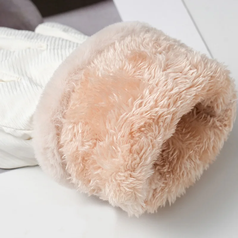 冬暖かい手袋女性のためのプラスベルベット肥厚防水防風かわいい弓学生屋外サイクリングタッチスクリーンスキー手袋