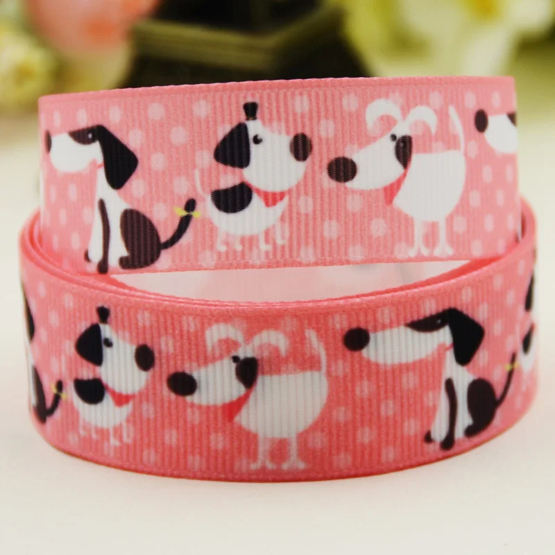 22mm 25mm 38mm 75mm Dog print Cartoon printed Grosgrain Ribbon party decoration 10 Yards X-02891