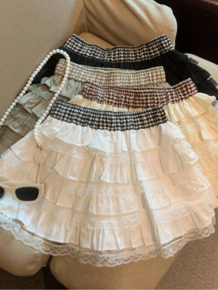 

Sweet And Spicy Girl Style Lace Trim A-Line Skirt Fashionable Versatile Summer New Cake Skirt Slim Fit Cleanfit Breathable