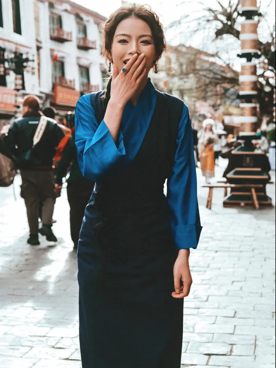 Tibetische Kleidung langes Kleid Sommer Frauen leben tragen Rock chinesischen Stil alten Hanfu