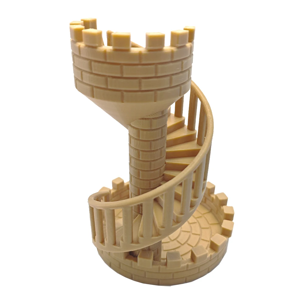DND Dice Tower Twister Accessory for Role Playing Board Games Tabletop Rolling Spiral Staircase Castle Tray
