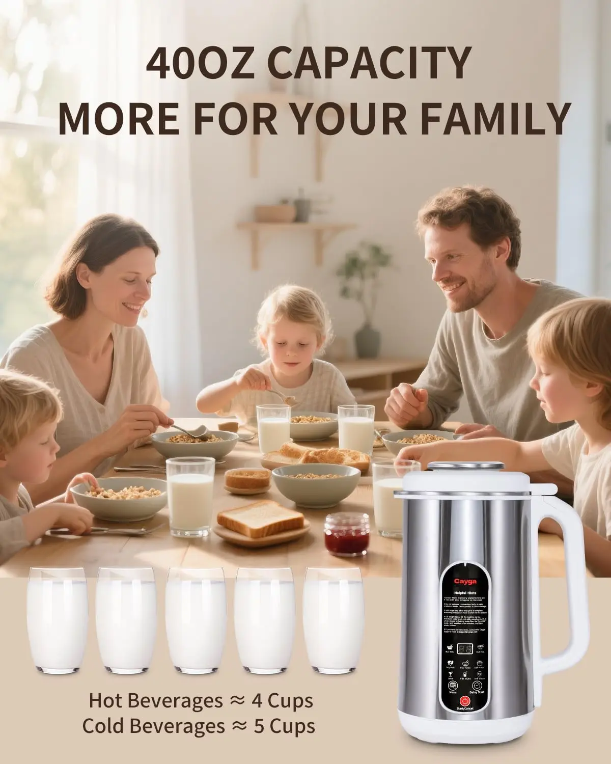 ماكينة صنع حليب الجوز 40 أونصة من الفولاذ المقاوم للصدأ ماكينة صنع حليب الصويا محلية الصنع اللوز والشوفان والعصير وجوز الهند ومشروبات نباتية وغير مجففة