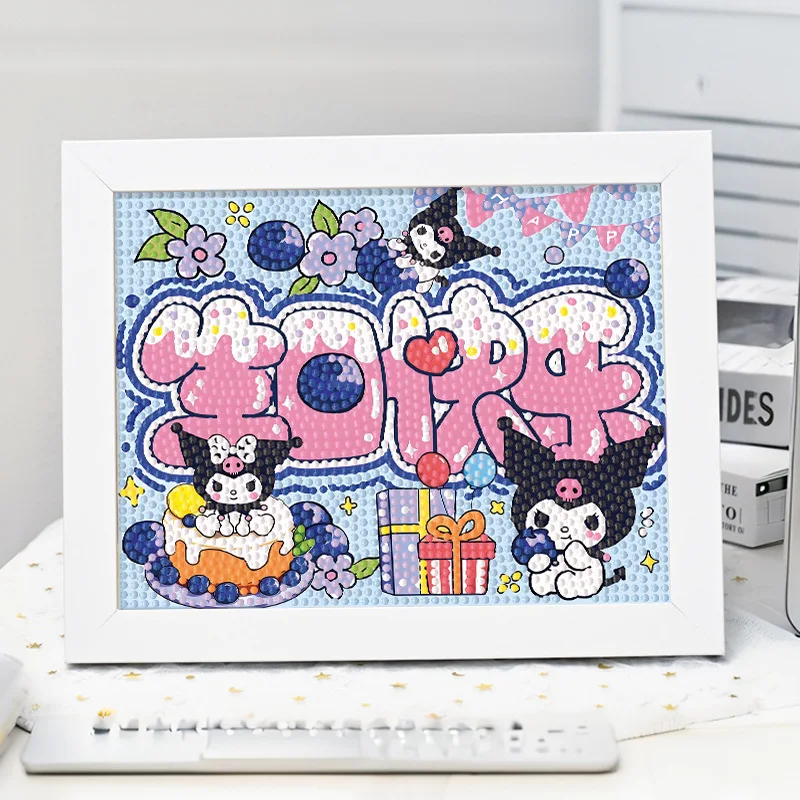 

Happy Birthday Cinnamon Dog Diamond Stickers Children's Diy Craft Kit Crayon New Kurokami Stickers