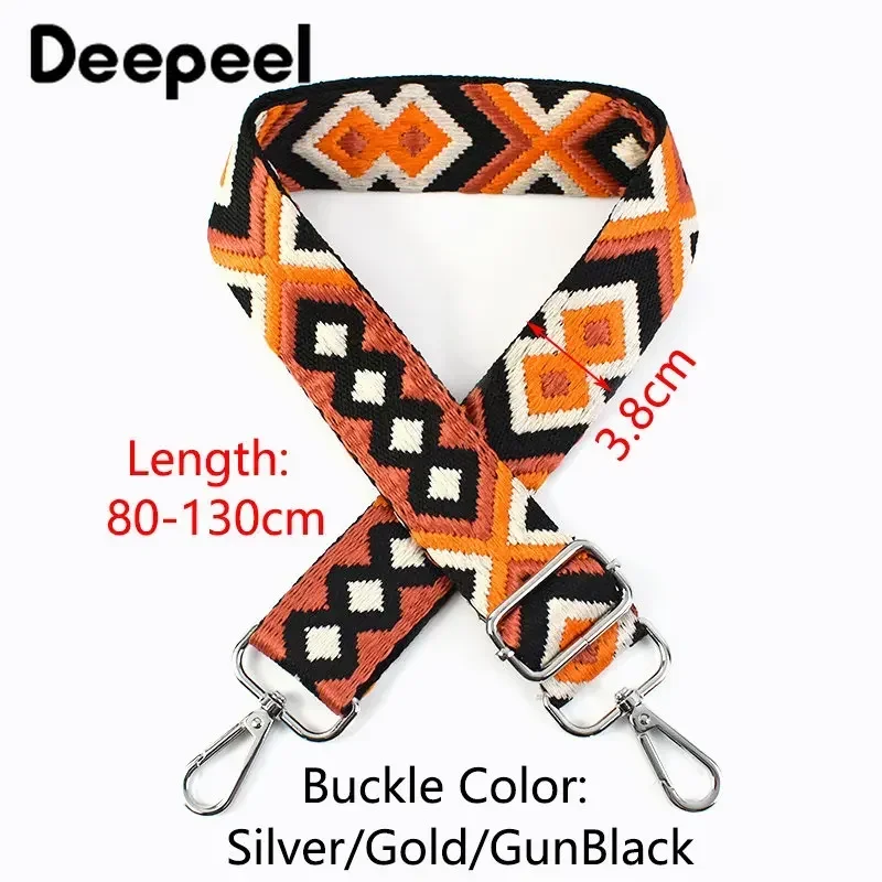 Deepeel 3.8cm moda lona webbing cor jacquard alças 80-130cm alça de ombro ajustável crossbody bolsa feminina acessórios