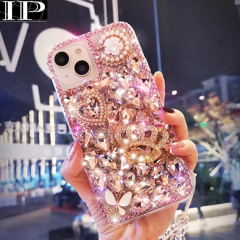 

Diamond Cases For Samsung Galaxy S23 S23Fe S21 S22 Ultra S10 S9 S24 Plus Cover For Galaxy Note 20 Ultra 10 9 Lanyard Fundas