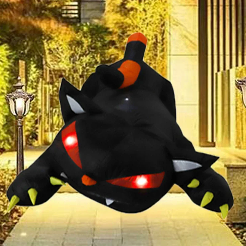 Halloween 1.8M Black Cat Shakes Head Ghost Festival Built-in LED Lights Up Inflatable Gas Mold Christmas Garden Decor Ornament