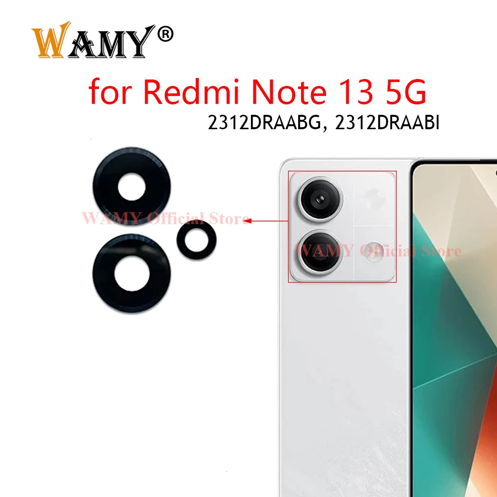 WAMY 1 Set Rear Back Camera Glass Lens Replacement For Xiaomi Redmi Note 13 4G/ 5G with Sticker