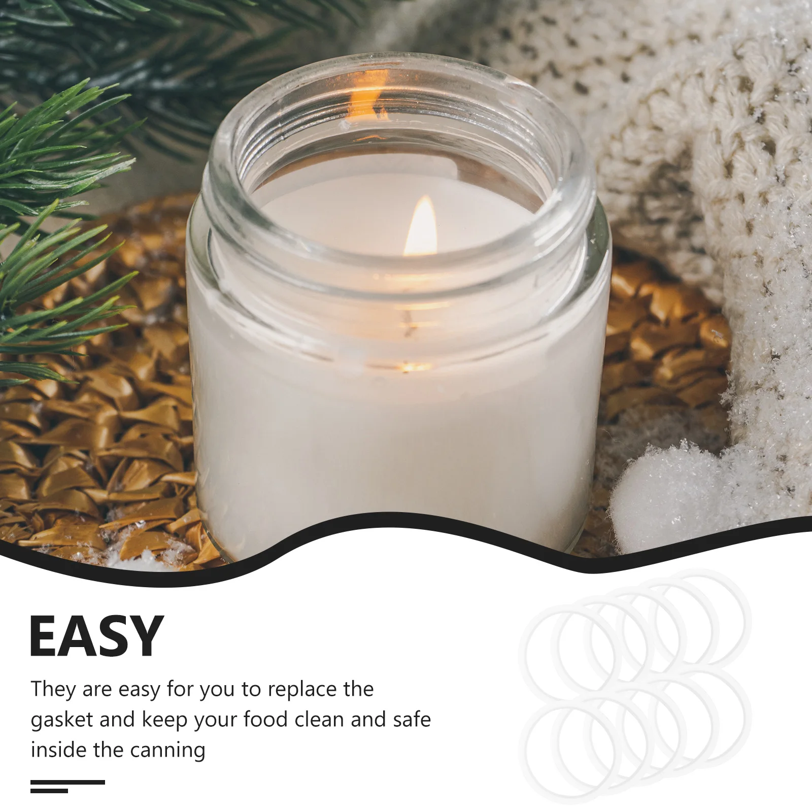 

10Pcs Mason Jars Lids Silicone Seals Reusable Round Ring for Bottle Food Safety Bottle Sealing Ring Replacement Silicone Rings