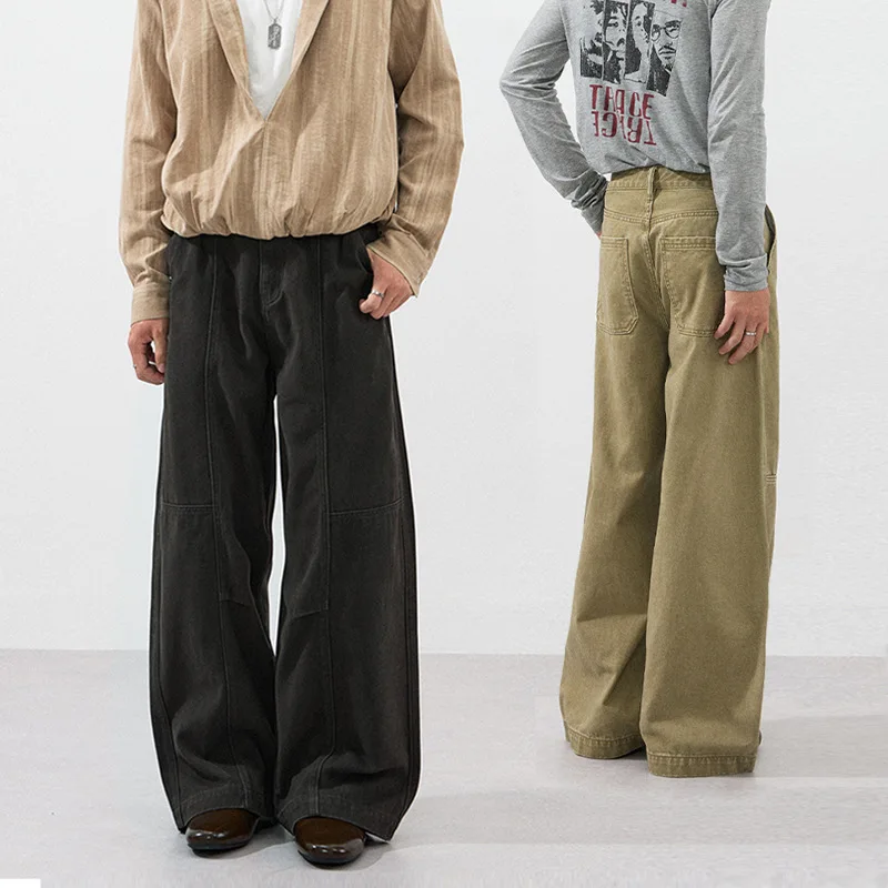 2026 Autumn New American Washed Old Money Wind Deconstruction Pleated Design Casual Pants Men's Vintage Straight Trousers