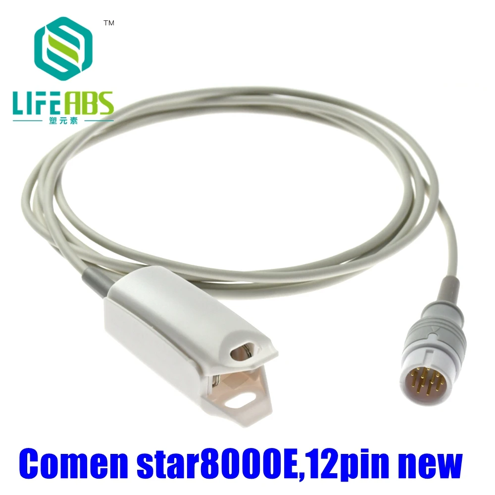 

Child Finger Clip Ear Clip Silicone Long Cable Spo2 Reusable Oxygen Sensor for Comen Star8000e,12pin New Patient Monitor