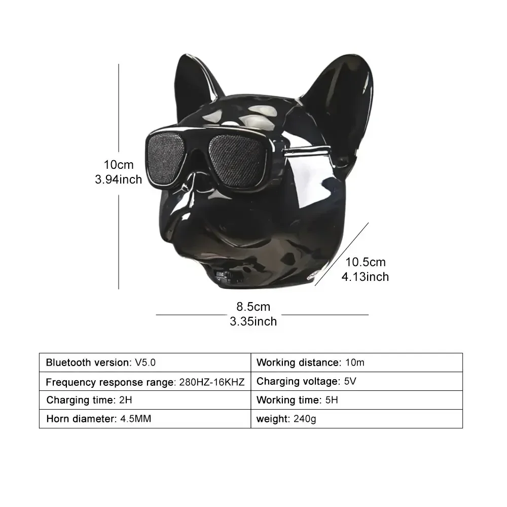 Portable Outdoor Bass Surround Sound Enhance Your Listening Experience Bluetooth Speaker Creative French Bulldog Design Wireless